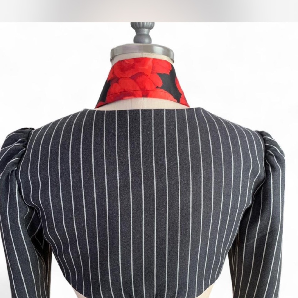 Black and Red Pinstripe Women's Blazer - Picture 11 of 14